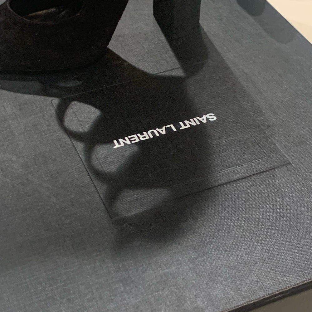 NWB RARE Saint Laurent Joplin Gladiator $3K Black Suede Boots Shoes Heels sz 37 - Picture 12 of 12